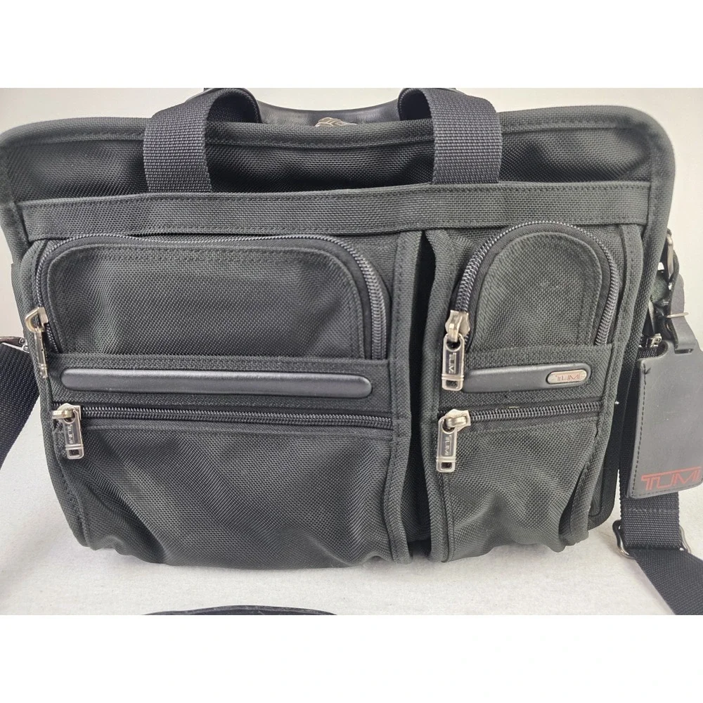 Tumi Alpha Organizer Laptop Briefcase Ballistic Nylon Bag‎ 26141D4 Black *READ*